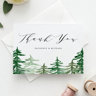 Watercolor Woodland Forest Wedding Thank You Card