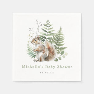 Watercolor Woodland Fox Baby Shower Napkin