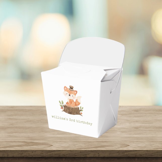 Watercolor Woodland Fox Sage Green Birthday Party Favour Box (Creator Uploaded)