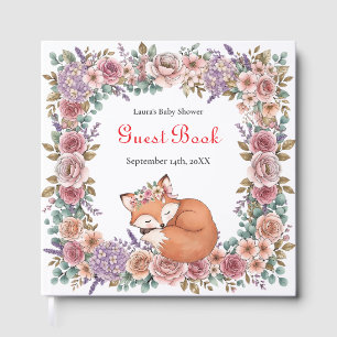 Watercolor Woodland Garden Girl's Baby Shower Guest Book