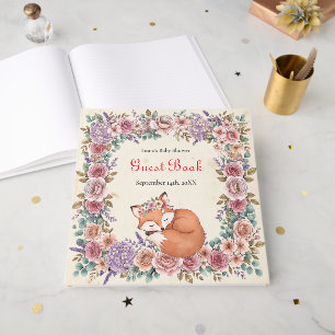 Watercolor Woodland Garden Girl's Baby Shower Guest Book