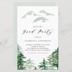 Watercolor Woodland Graduation Party Invitation