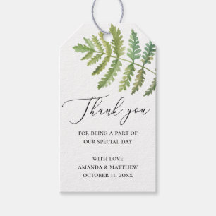 Watercolor woodland greenery wedding thank you gift tags