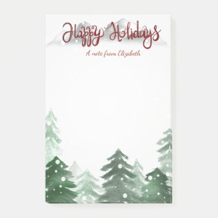 Watercolor Woodland,Happy Holidays Post-it Notes