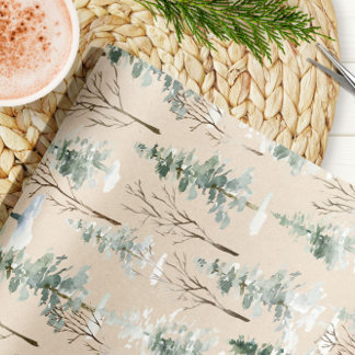 Watercolor Woodland Kraft Christmas Wrapping Paper
