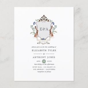 Watercolor Woodland Laurel Crest Monogram Wedding Flyer