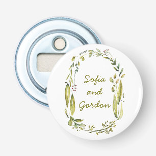 watercolor woodland leaves and branches bottle opener