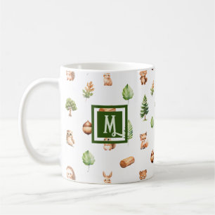 Watercolor Woodland Modern Monogram Coffee Mug