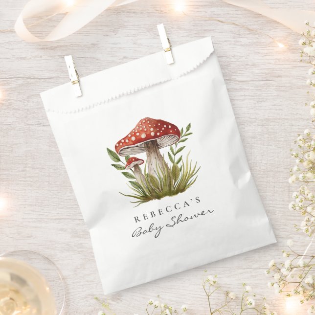 Watercolor Woodland mushroom Baby Shower  Favour Bags (Clipped)