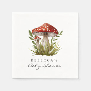 Watercolor Woodland mushroom Baby Shower  Napkin