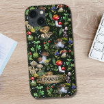 Watercolor Woodland Mushrooms Moss Pattern Name iPhone 13 Case<br><div class="desc">Customizable text design with a watercolor woodland pattern of serene green nature with colorful mushrooms,  berries,  moss,  and forest plants.</div>