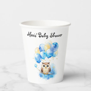 Watercolor Woodland Owl Baby Shower Paper Cups