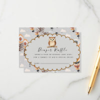  Watercolor Woodland Owl Brown Chevron
