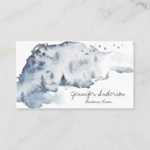 Watercolor Woodland Pine Forest Business Card