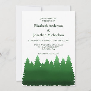 Watercolor Woodland Pines Wedding Invitation