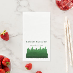 Watercolor Woodland Pines Wedding Napkins