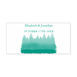 Watercolor Woodland Pines Wedding Self-inking Stamp