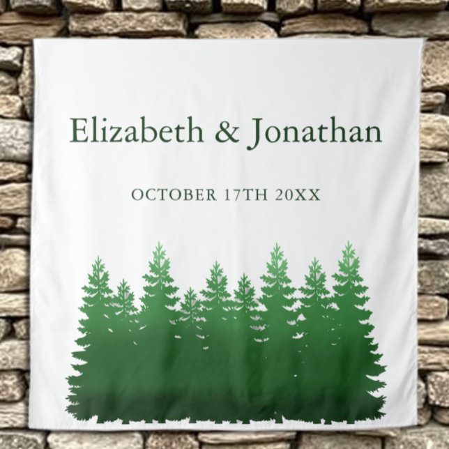 Watercolor Woodland Pines Wedding Tapestry (Creator Uploaded)