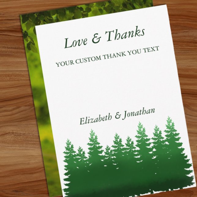 Watercolor Woodland Pines Wedding Thank You Card (Creator Uploaded)