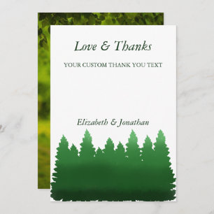 Watercolor Woodland Pines Wedding Thank You Card