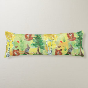 Watercolor Woodland Rabbit ,Hedgehog,fox Body Cushion