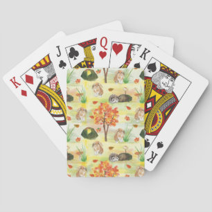 Watercolor Woodland Rabbit ,Hedgehog Playing Cards