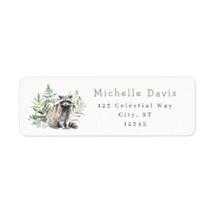 Watercolor Woodland Racoon Address Label
