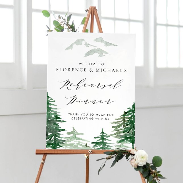 Watercolor Woodland Rehearsal Dinner Welcome Poster (Creator Uploaded)