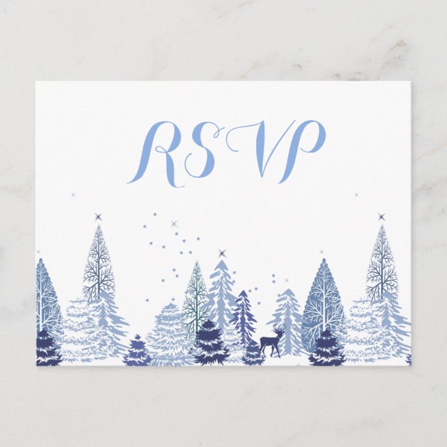 Watercolor Woodland Snowflakes Winter Invitation Postcard (Front)