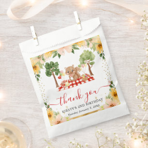 Watercolor Woodland Squirrel Picnic Birthday Favour Bags