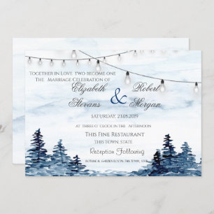 Watercolor Woodland String LightWedding Invitation