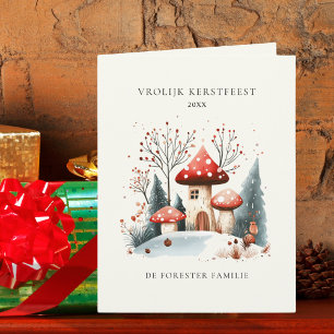 Watercolor Woodland Vrolijk Kerstfeest Greeting Card