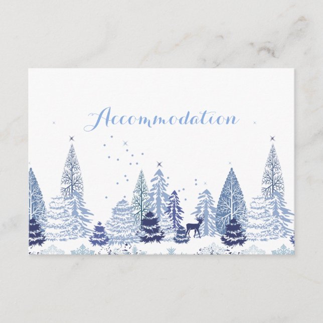 Watercolor Woodland Winter Wedding Accommodation E Enclosure Card (Front)