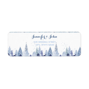 Watercolor Woodland Winter Wedding Return Label