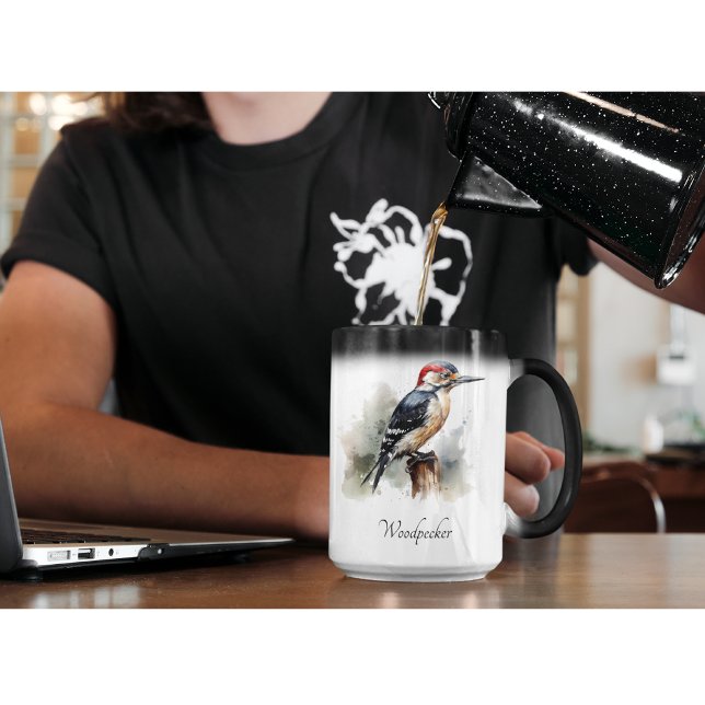 Watercolor Woodland Woodpecker, custom Magic Mug (Creator Uploaded)