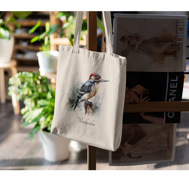 Watercolor Woodland Woodpecker, custom Tote Bag (Creator Uploaded)