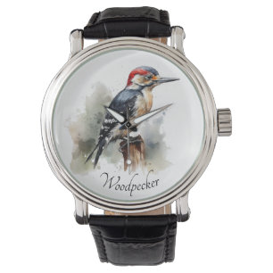 Watercolor Woodland Woodpecker, custom  Watch