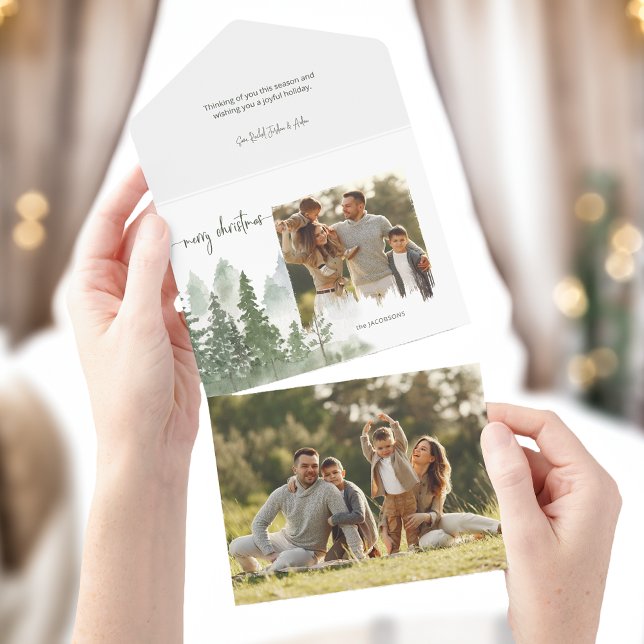 Watercolor Woods Christmas Calligraphy Photo All In One Invitation (Creator Uploaded)