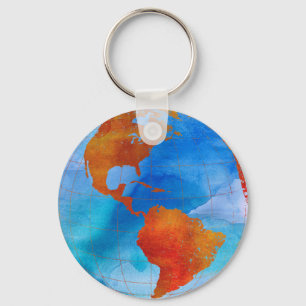 Watercolor World Key Ring