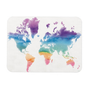 Watercolor World Map Magnet