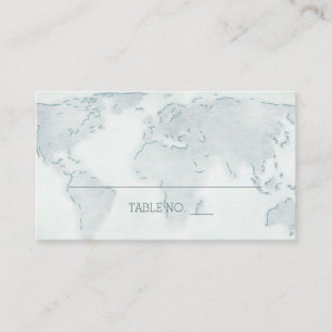 Watercolor World Map Wedding Placecards