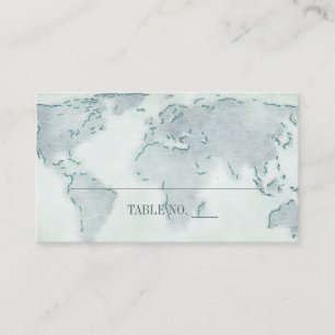 Watercolor World Map Wedding Placecards