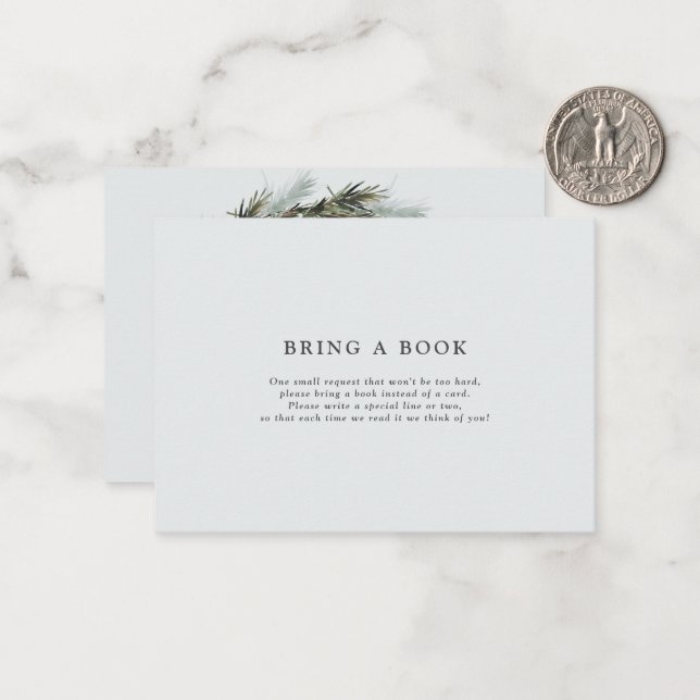  watercolor wreath baby shower bring a book card (Front/Back In Situ)