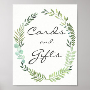 Watercolor Wreath Cards And Gifts Wedding Poster