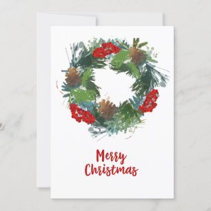 Watercolor Wreath Christmas Card