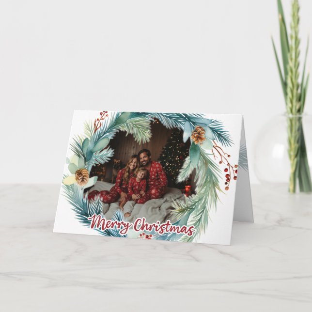 Watercolor Wreath Christmas Card (Front)