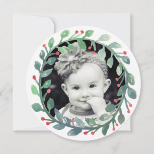 Watercolor Wreath   Christmas Holiday Card
