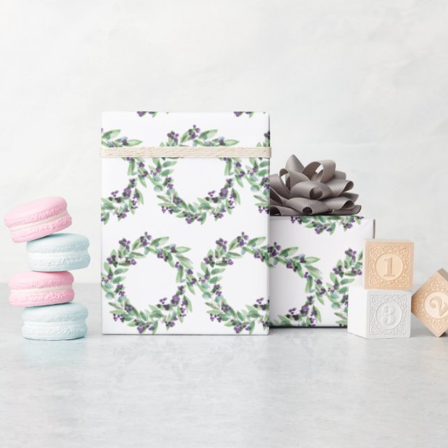 Watercolor Wreath Christmas Wrapping Paper (Baby Shower)