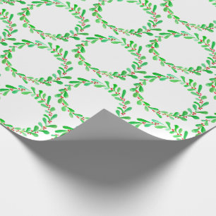 Watercolor Wreath Christmas Wrapping Paper