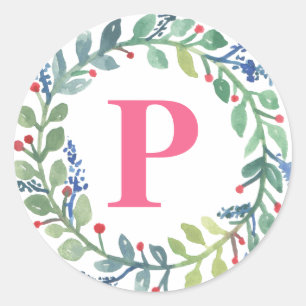 Watercolor Wreath Collection Classic Round Sticker